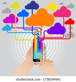 A Smart Phone streaming information and data to and from the internet at Super Hi Speeds via a 5G network connection.