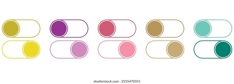 smart phone switch toggle buttons set sliders in ON and OFF. Vector illustration.