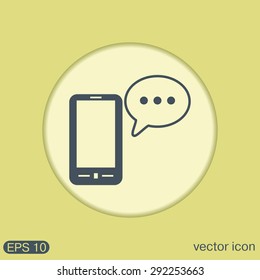 smart phone with the symbol of  cloud of speaking dialog