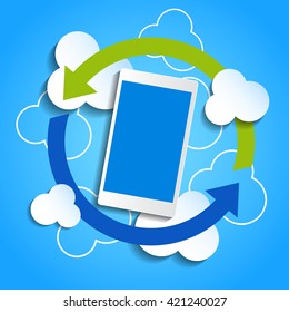 Smart phone synchronizing data with the "cloud".