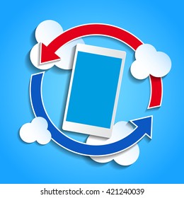 Smart phone synchronizing data with the "cloud".