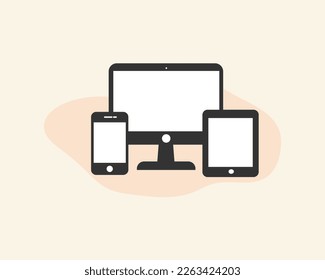 Smart phone, tab, and computer device icon vector set