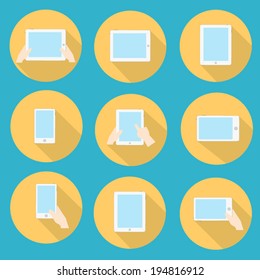 smart phone and tablet flat icon vector set