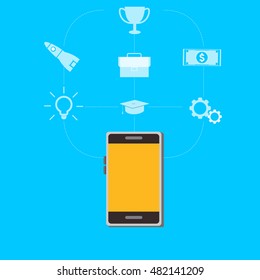 Smart phone tablet gadget. Electronics device. Cartoon colorful vector illustration