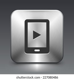 Smart Phone Tablet on Silver Square Button