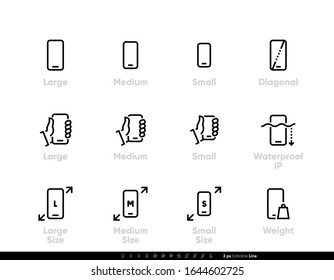 Smart Phone Tech icons. Editable line vector set on white backgroind