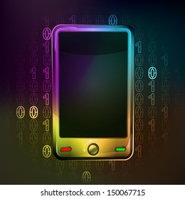 smart phone technology in binary internet space vector illustration