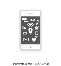 Smart phone with technology icons. Vector illustration, flat design