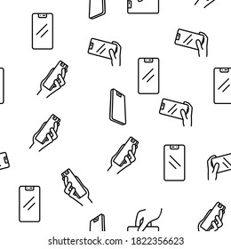 Smart Phone Technology Vector Seamless Pattern Thin Line Illustration