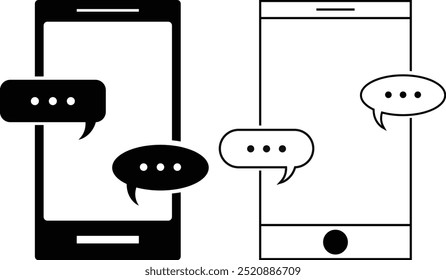 smart phone text message. outline phone text message vector illustration.
