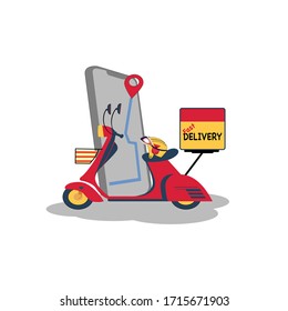Smart phone tracking with motorcycle delivery service, technology and logistics concept vector design illustration.