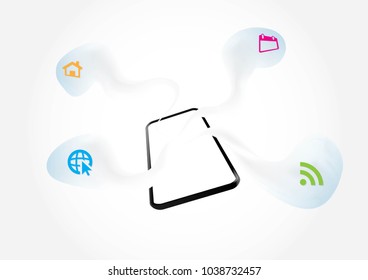 Smart phone transfer data by cloud shape with internet icon concept of smart communication, Eps 10 vector 