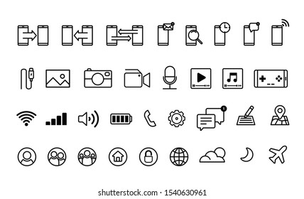 smart phone transfer function and media icon 