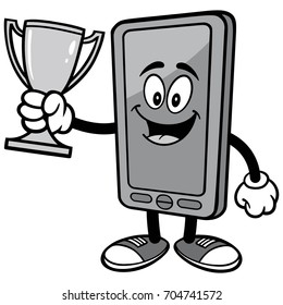Smart phone with Trophy Illustration
