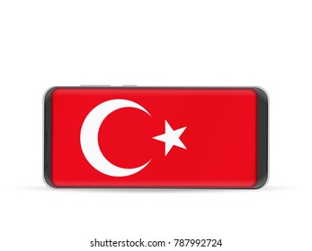 Smart phone Turkey flag on a white background.