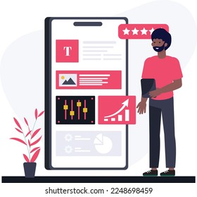 Smart phone User expereince concept with a man 