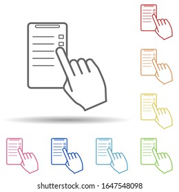 Smart phone user in multi color style icon. Simple thin line, outline vector of mobile banking icons for ui and ux, website or mobile application