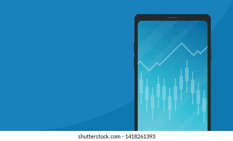 Smart phone vector. business graph. wallpaper. free space for text. copy space. poster.