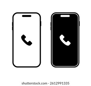 Smart phone vector call icon background. Cell phone black mockup isolated template interface app.