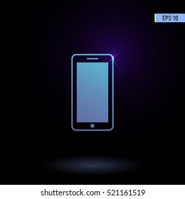 Smart phone vector icon. Graphic symbol for web design, logo. Isolated sign on a black background.