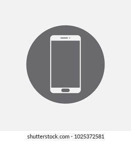 smart phone vector icon in gray circle for communication and social media