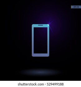 Smart phone vector icon. Isolated sign on a black background.
