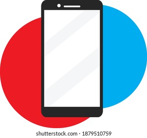 Teléfono inteligente. ilustración vectorial aislada en el fondo rojo azul.