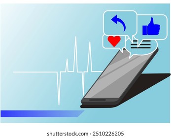 Ilustração de vetor de telefone inteligente de, ilustração de Mídia social como uma ferramenta de negócios de publicidade. 
para banners e sites.