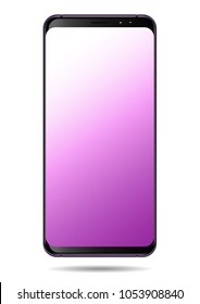 Smart phone vector purple pastel screen illustration isolated on white background