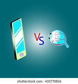 Smart phone versus eye, meaning of eye care for long time social on smartphone.