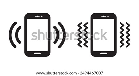 Smart phone Phone vibrate flat icon, Vibration mode phone icon on black circle. Cellphone vibrating concept