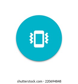 Smart phone vibrating icon on colorful floating ui action button. 