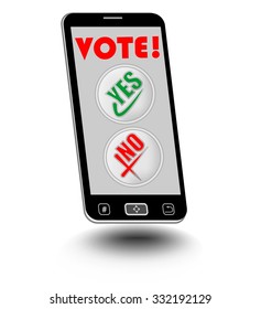 Smart phone with Vote display and buttons Yes, No. Vote easy using smart phone. 