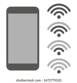 smart phone and wifi icon with different network signals.vector.