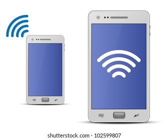 Smart phone and wireless technology. Wireless concept. Vector illustration