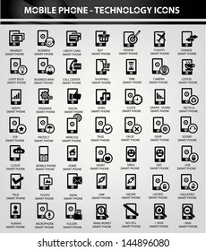 Smart phone,Communication,Technology icons,Black version,vector