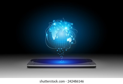 Smart Phones and Globe Connections Design.vector