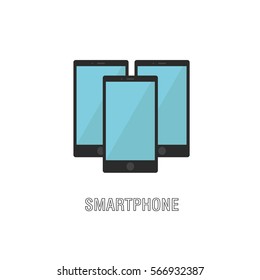 Smart phones isolated. Flat design. Three smart phones