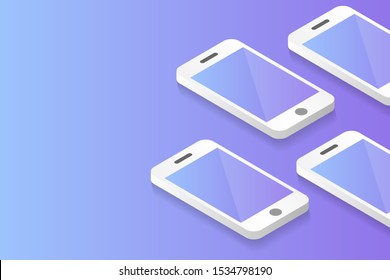smart phones Isometric Vector Illustration.banner for web,decor or print products