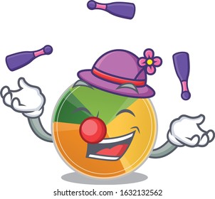 Smart pie chart cartoon character design playing Juggling