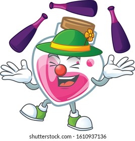 Smart pink potion cartoon character design playing Juggling