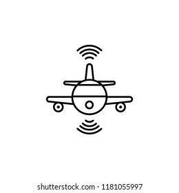 Smart plane flying concept line icon. Simple element illustration. Smart plane flying concept outline symbol design from artificial intelligence set on white background