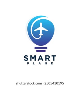 smart plane logo design creative concept Premium Vector