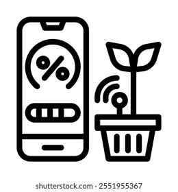 Smart plant monitor icon line style transparent