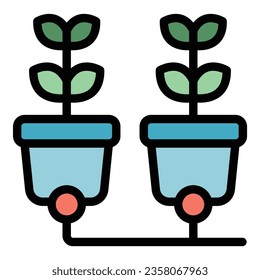 Smart plant pot icon outline vector. Digital future. Sensor data color flat