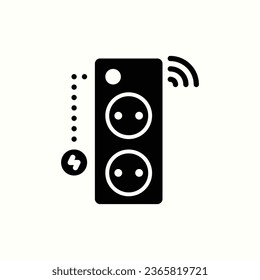icono negro de enchufe inteligente, icono aislado en fondo claro, perfecto para sitio web, blog, logotipo, diseño gráfico, medios sociales, interfaz de usuario, aplicación móvil