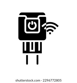 smart plug home glyph icon vector. smart plug home sign. isolated symbol illustration