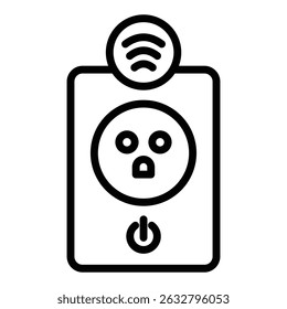 smart Plug icon Black and white outline vector