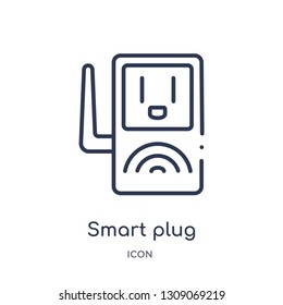 smart plug icon from smart home outline collection. Thin line smart plug icon isolated on white background.