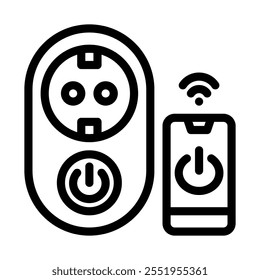 Smart plug icon line style transparent